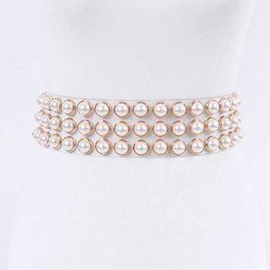 BNWT Plus Size All Over Pearl Studded Cleared Transparent Fashion Belt